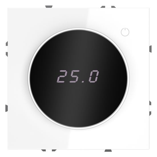 Терморегулятор электронный VOLTUM S70 с индикацией и датчиком, для теплого пола, (белый глянцевый)