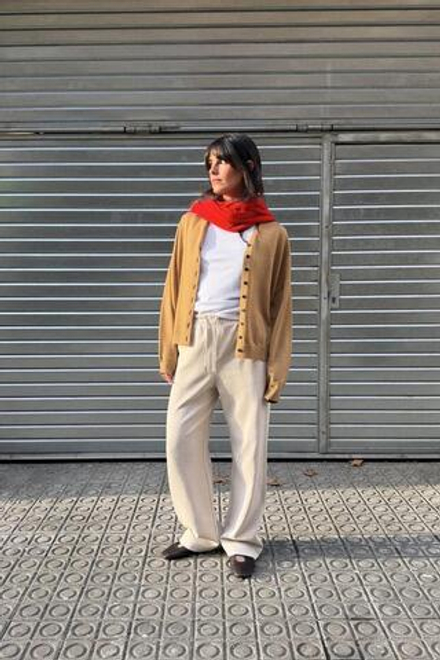 ZARA БРЮКИ ИЗ ТРИКОТАЖА ИНТЕРЛОК С ЭФФЕКТОМ ПОТЕРТОСТИ, ЭКРЮ