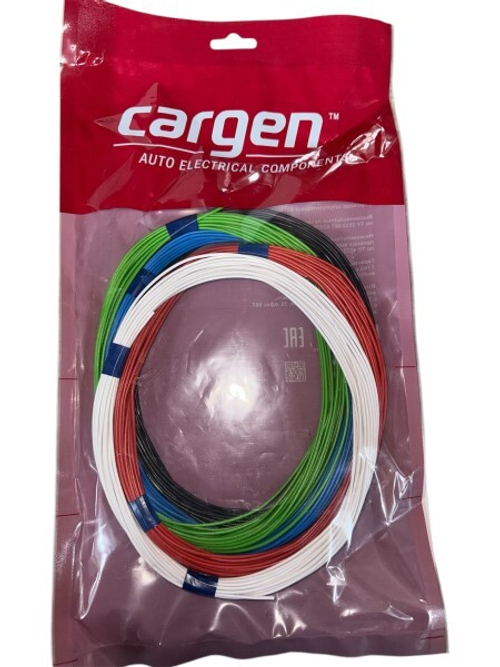 Комплект 5 проводов ПВАМ 0,75 кв.мм (цвета: черный, красный, зеленый, голубой, белый) длиной по 10м. (CARGEN)