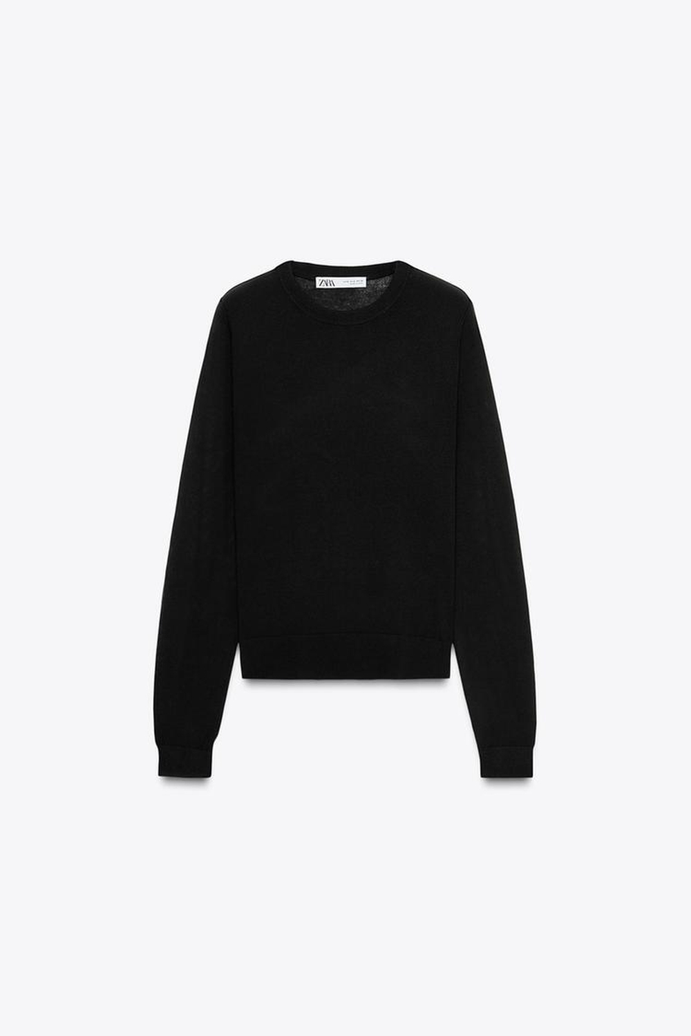 ZARA БАЗОВЫЙ ОДНОТОННЫЙ ДЖЕМПЕР, ЧЕРНЫЙ