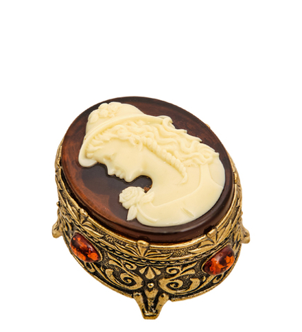 Народные промыслы AM-3264 Шкатулка «Камея Юность» (латунь, янтарь)