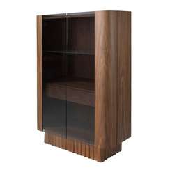 Высокий буфет 3273/TV-24051 из ореха и закаленного стекла с подсветкой