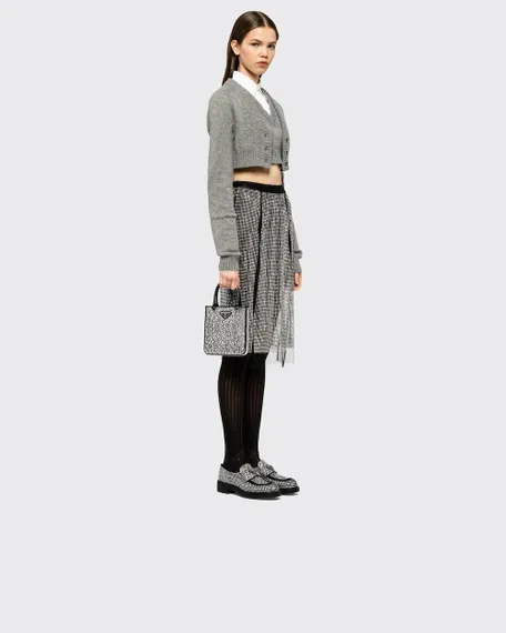 Мини-сумка Prada Duchess с кристаллами серебряный