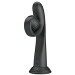 Черный вибратор на присоске с закрученным клиторальным отростком - 20 см. (Цвет: черный)