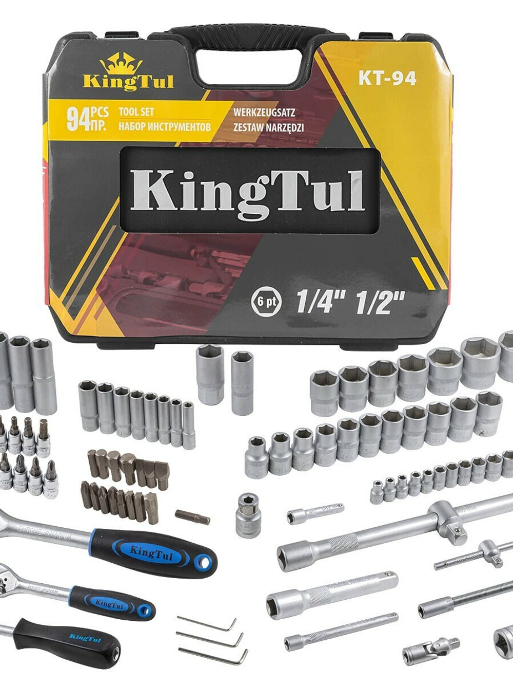 Набор инструментов 94пр. 1/4'', 1/2'' (6гр.)(4-32мм) KINGTUL KT-94
