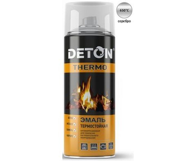 Эмаль термостойкая серебристая "DETON THERMO" аэрозоль 520 мл