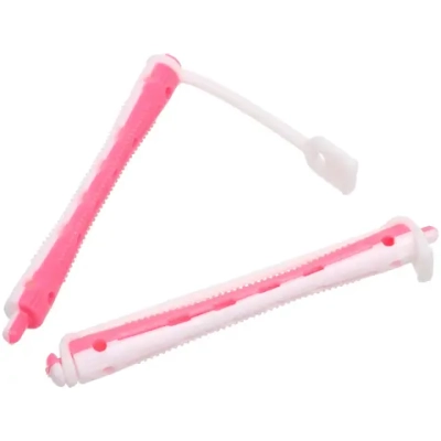 Бигуди пластмассовые-коклюшки 10шт, d=8мм (белый-розовый)