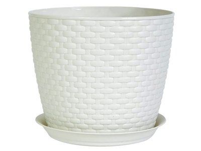 Кашпо Ротанг D210мм 4,7л с поддоном (белый)