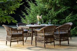 "Амароне" обеденная группа из искусственного ротанга на 6 персон, цвет коричневый