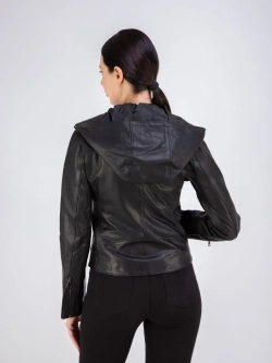 Куртка женская из натуральной кожи с капюшоном Турция