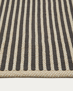 Satanca Ковер в бежевую и черную полоску из синтетики