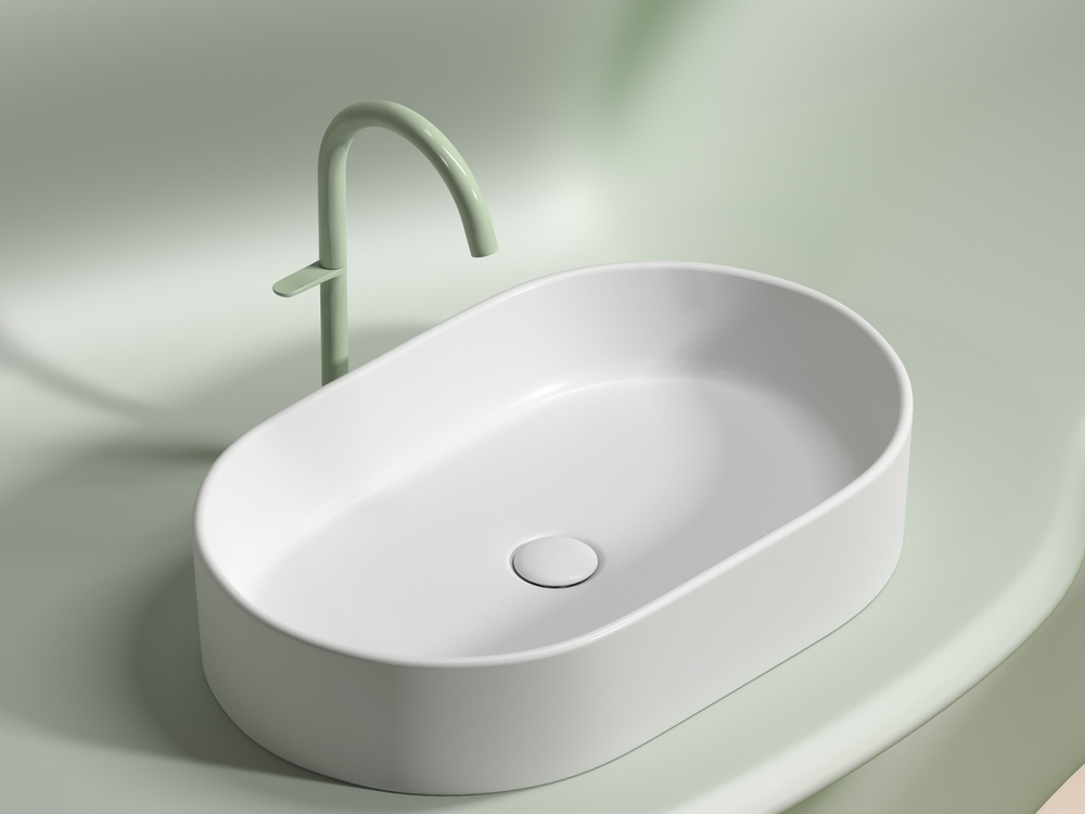 Умывальник чаша накладная овальная (цвет Белый Матовый) Element 608x385x122мм