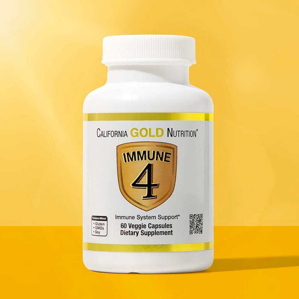 California Gold Nutrition, Immune 4, средство для укрепления иммунитета, 60 вегетарианских капсул