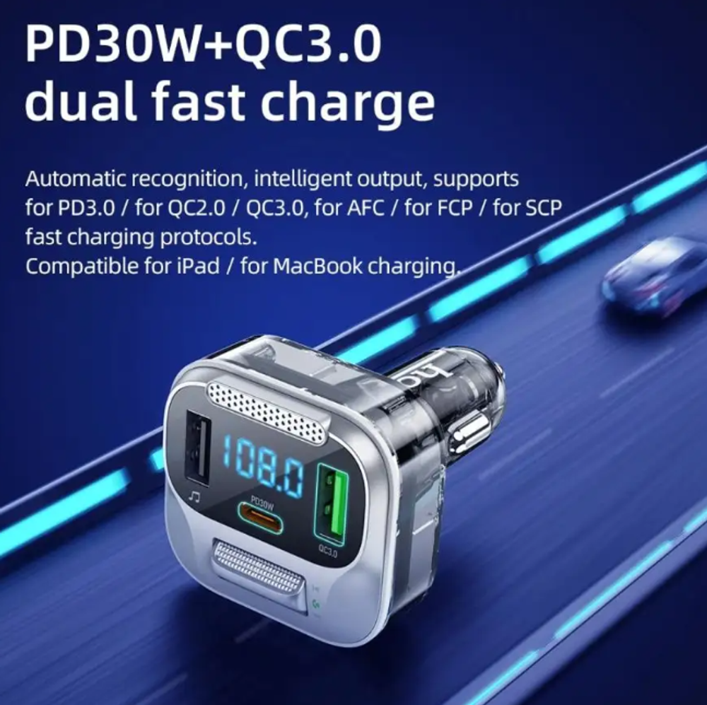 Автомобильный FM-трансмиттер HOCO E75 Bluetooth (черный)