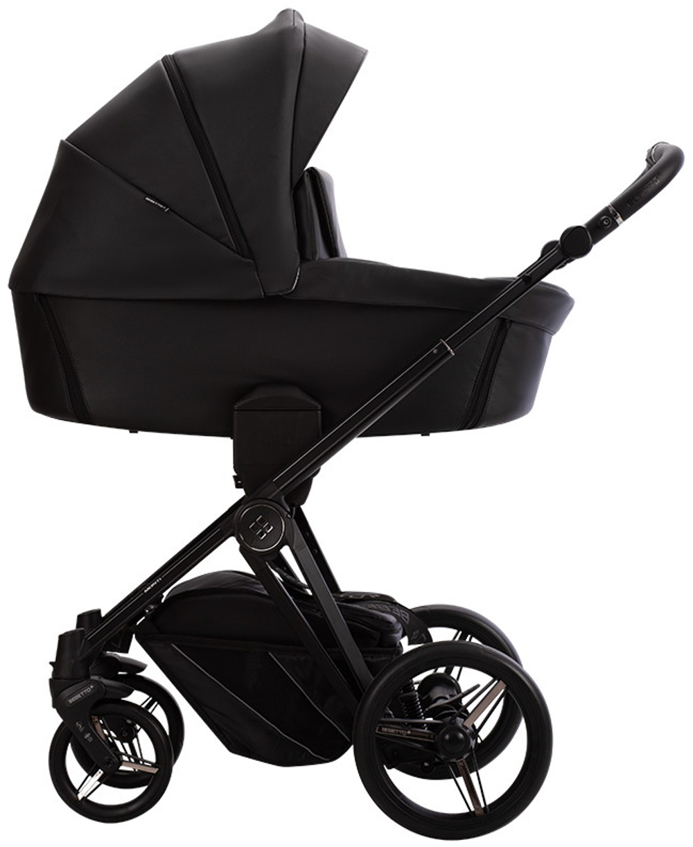Детская коляска Bebetto Monti Pro 2 в 1 01 Dark (черная кожа)