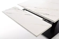 "Юпитер" стол интерьерный раздвижной обеденный из керамики, цвет белый глянцевый