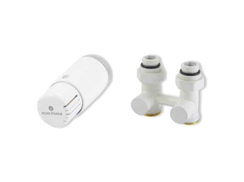 Комплект узла нижнего подкл прямой STANDARD 3/4&amp;quot; (белый) с термоголовкой М30х1,5, ниппеля 1/2&amp;quot;Х3/4&amp;quot;