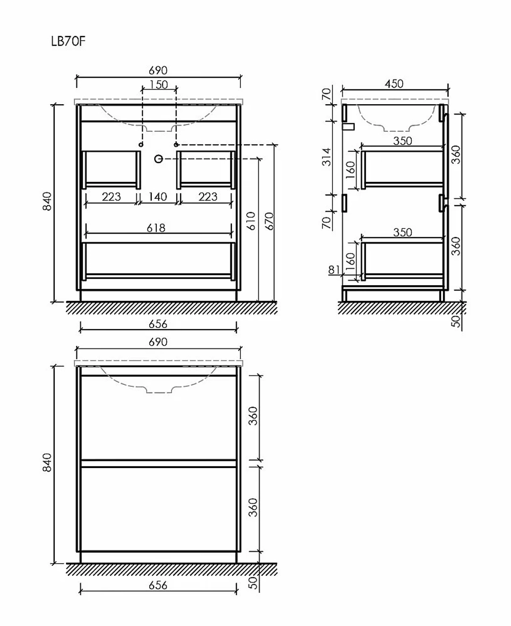Тумба с раковиной Sancos Libra Floor 70 LB70FEG дуб галифакс натуральный