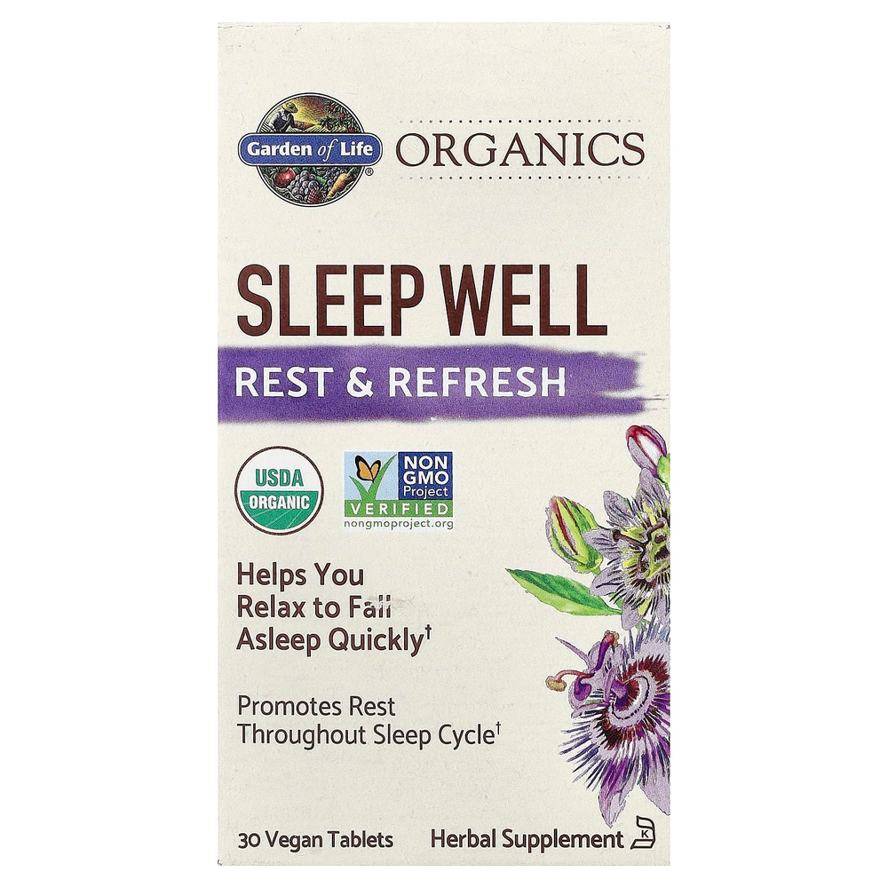 Garden of Life, Organics, Sleep Well, Rest & Refresh, 30 веганских таблеток