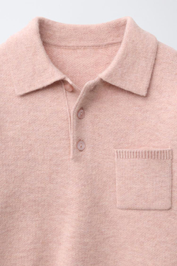 ZARA ТРИКОТАЖНЫЙ ДЖЕМПЕР ПОЛО, ЦВЕТ РОЗОВОГО ДЕРЕВА