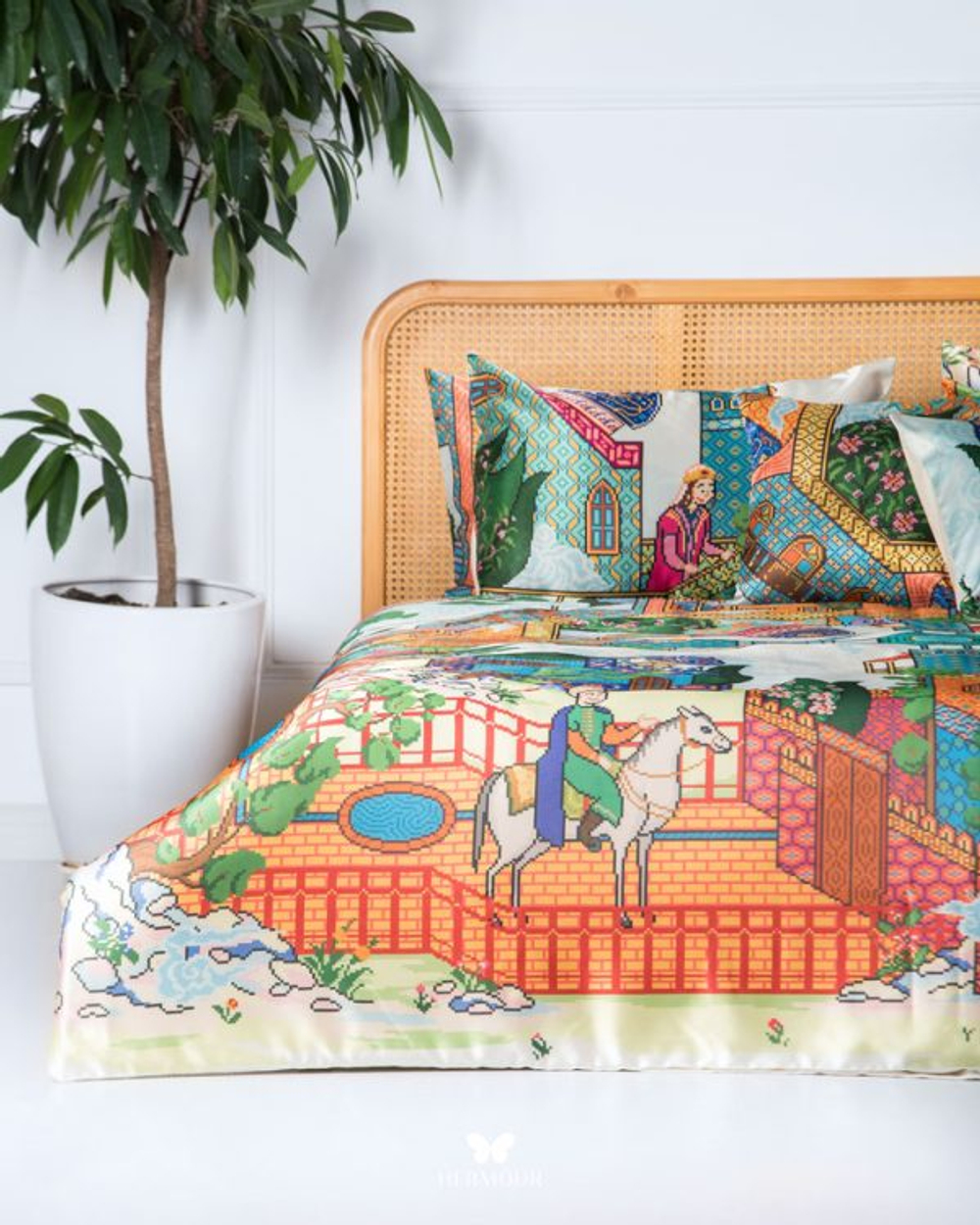 Комплект постельного белья двуспальный Shirin Cover Hermodr 8 предметов 130220303 Иран