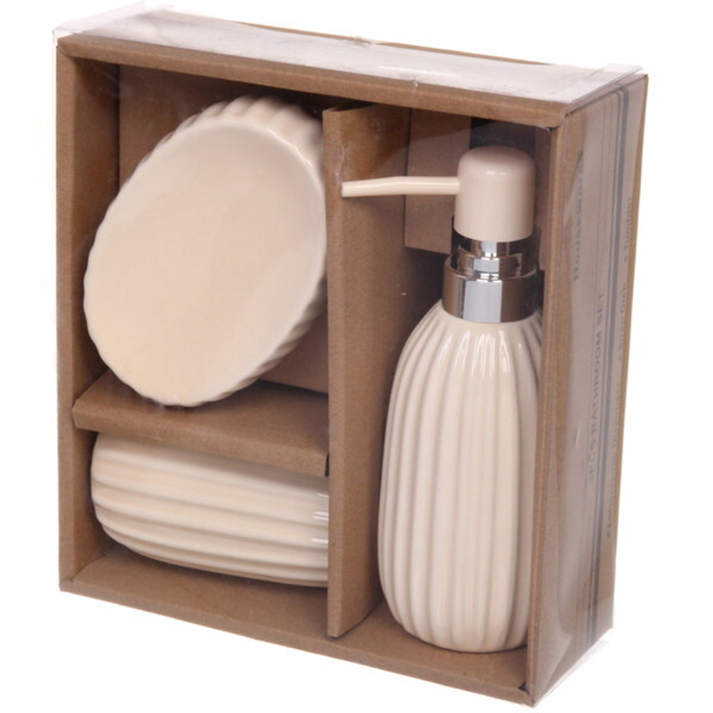 Набор для ванной из 3-х предметов керамический «Мэри» бежевый