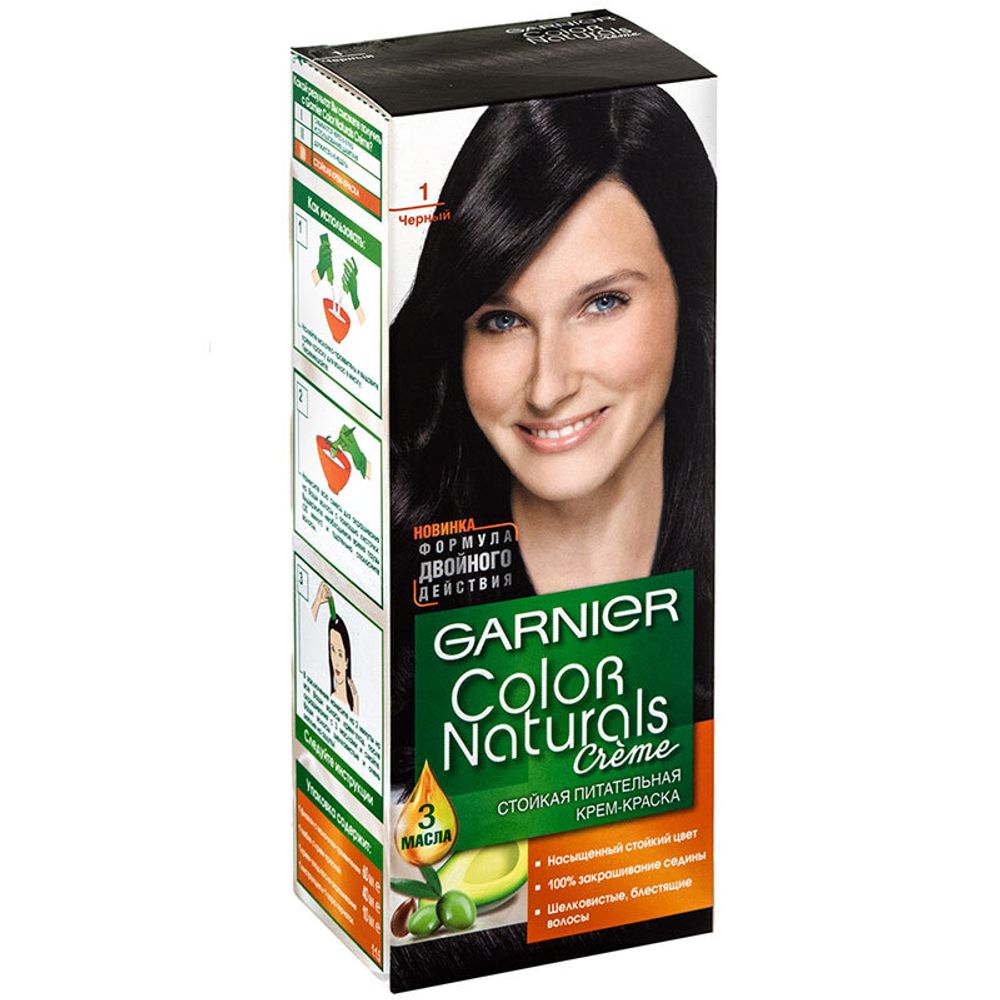 Garnier Краска для волос Color Naturals, тон №1, Черный, 60/60 мл