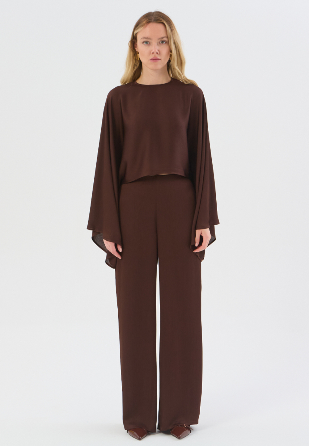 Блуза жатка летняя коричневая