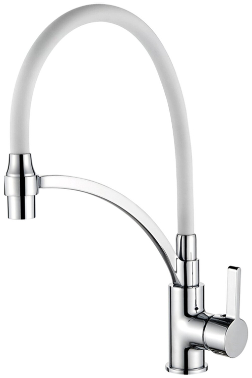 СМЕСИТЕЛЬ ДЛЯ КУХНИ С ГИБКИМ СИЛИКОНОВЫМ ИЗЛИВОМ CASELA 54199-3  ЛАТУНЬ БЕЛЫЙ