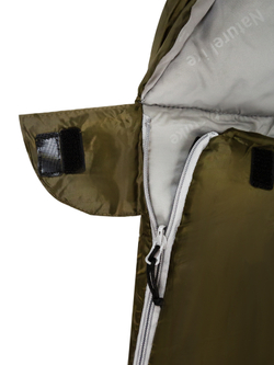 Спальный мешок Naturehike U350S с капюшоном, хаки (NH20MSD07), молния слева