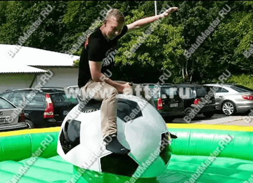 Надувной аттракцион Родео, мяч+батут, "Футбольный мяч", круглый, 6*6*3 м