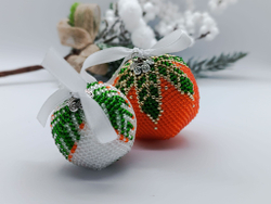 Елочная Игрушка, Шарики на Елку из Бисера, Ручная работа
