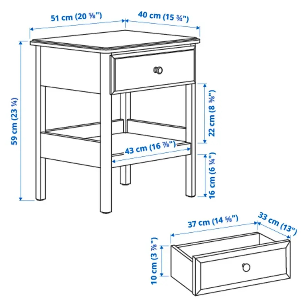 Тумбочка - IKEA TYSSEDAL/ТИССЕДАЛЬ ИКЕА, 40х51х59 см, белый