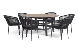 "Рио" обеденная группа на 6 персон, стол HPL "дуб", цвет темно-серый