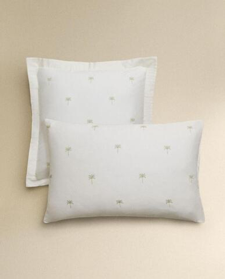 ZARA HOME НАВОЛОЧКА ИЗ САТИНА С ВЫШИВКОЙ, ЗОЛОТОЙ