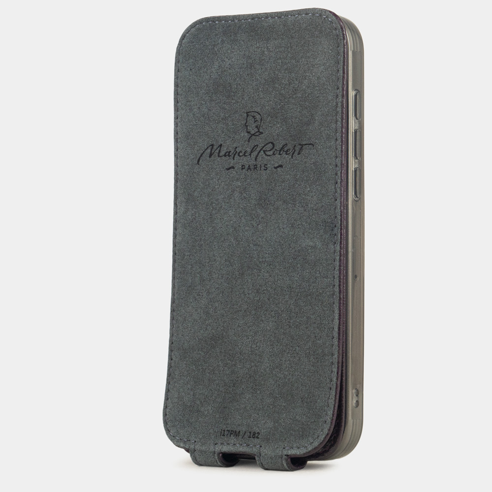 Чехол iPhone 17 Pro натуральная кожа козы, фиолетового цвета