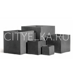 Кашпо TREEZ Effectory - Beton - Куб - Тёмно-серый бетон