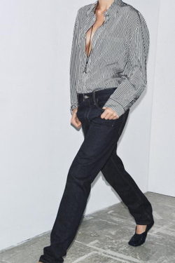 ZARA ДЖИНСЫ ZW COLLECTION ПОЛНОЙ ДЛИНЫ СО СРЕДНЕЙ ПОСАДКОЙ, СИНИЙ