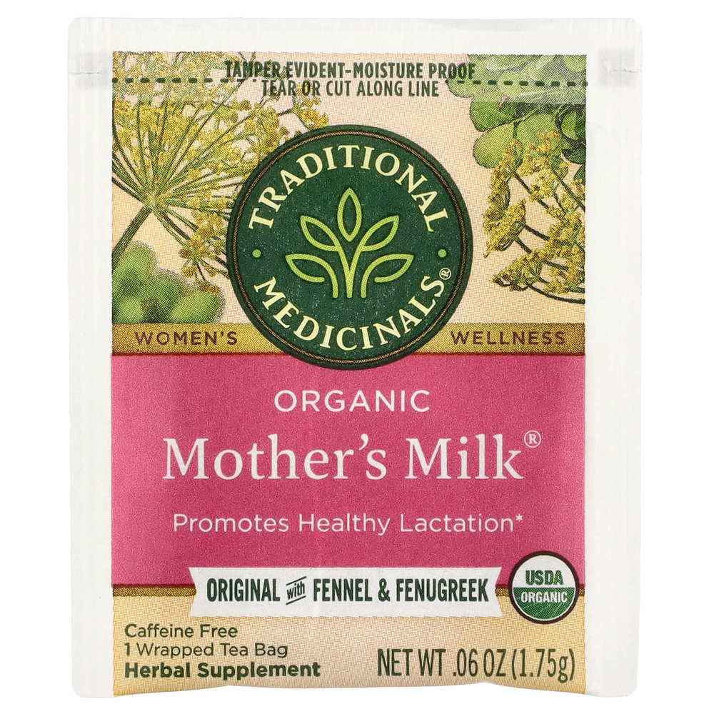 Traditional Medicinals, Organic Mother's Milk®, оригинальный продукт с фенхелем и пажитником, без кофеина, 48 чайных пакетиков в упаковке, 84 г (2,96 унции)