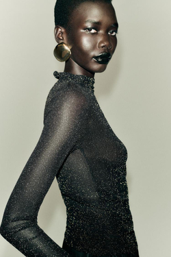 ZARA ТОП С БЛЕСТЯЩЕЙ НИТЬЮ, ЧЕРНЫЙ