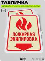 Табличка для обеспечения безопасности "Пожарная экипировка", для офиса, по охране труда для предприятия, организаций, 40х30 см, Silver Plane x Айдентика Технолоджи