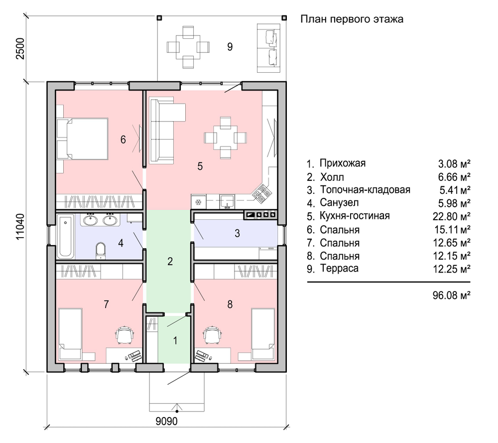 Проект Дома 96,08 кв. м К-119