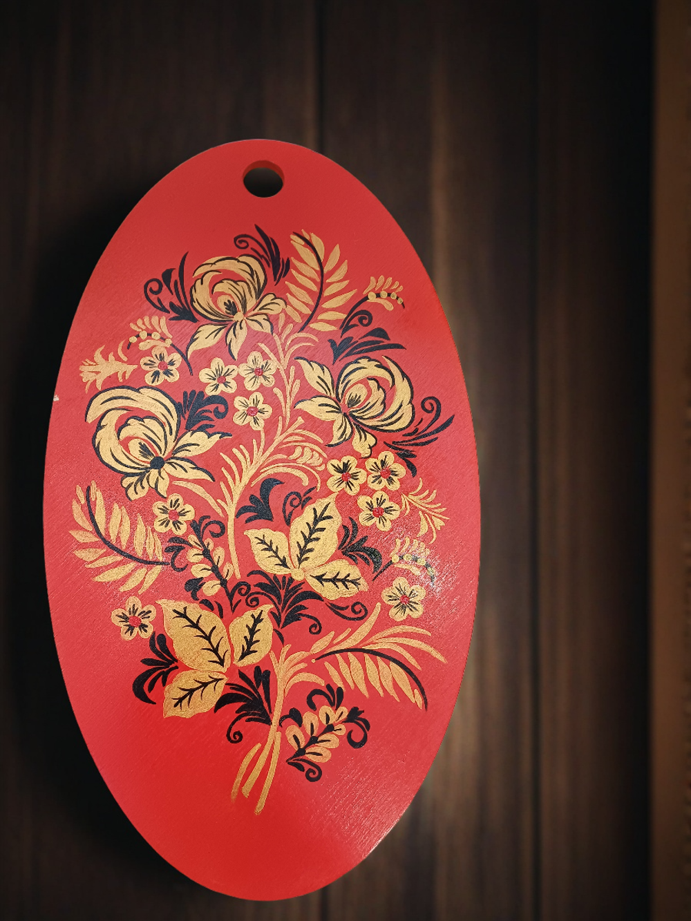 Доска Хохлома красная ручная роспись. Декоративная