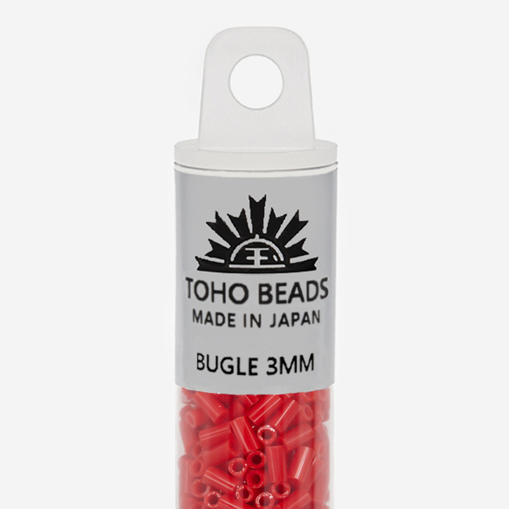 Японский бисер TOHO Bugle (стеклярус) 3mm (№45), непрозрачный глянцевый