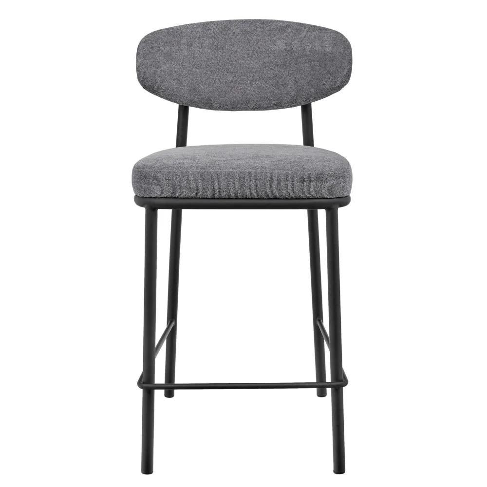 Стул полубарный Bradex Home Lucas 2 серый шенилл с чёрными ножками