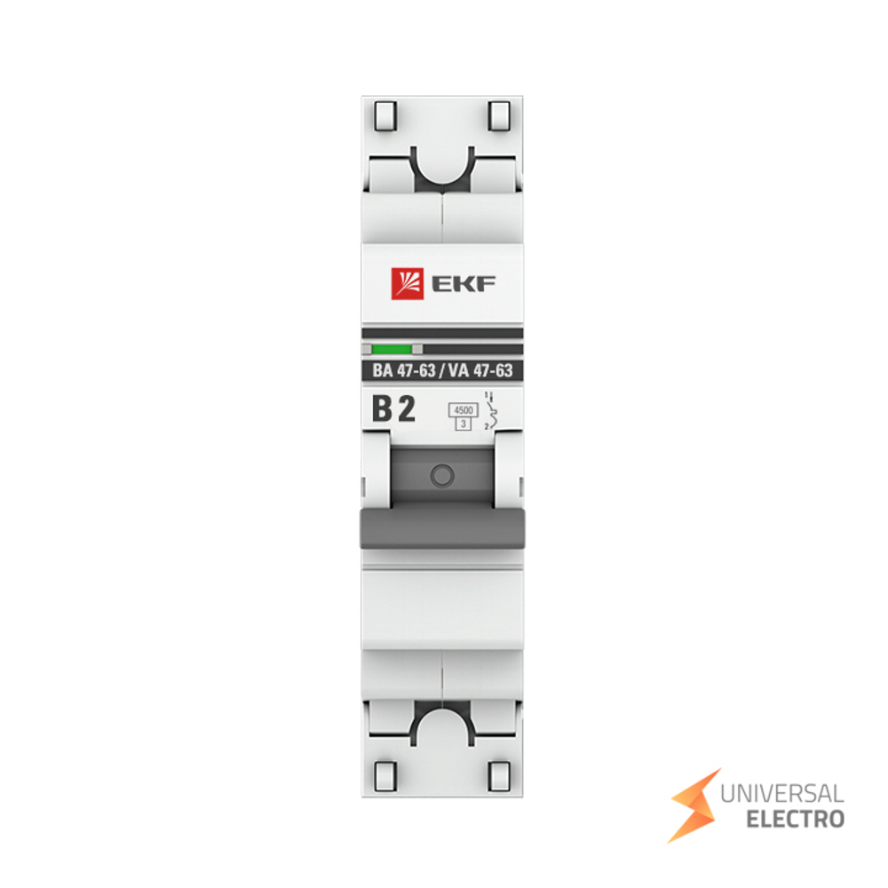 Автоматический выключатель 1P 2А (В) 4,5kA ВА 47-63 EKF PROxima