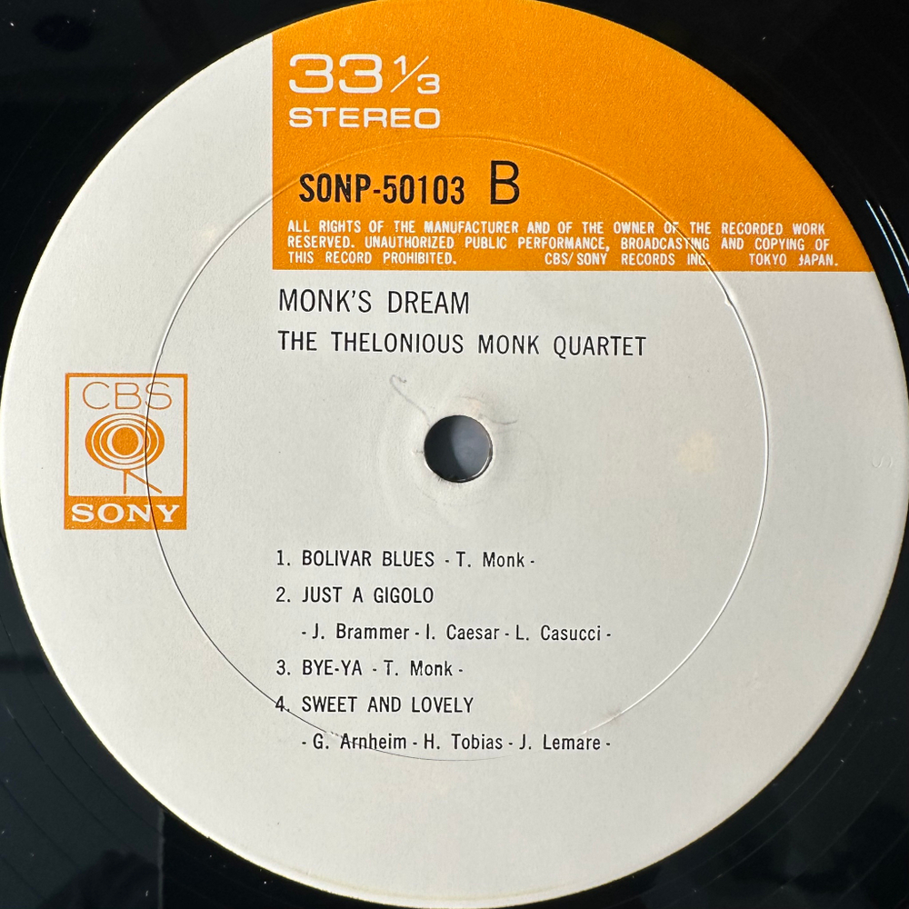 The Thelonious Monk Quartet ‎– Monk's Dream (Япония 1969г.)