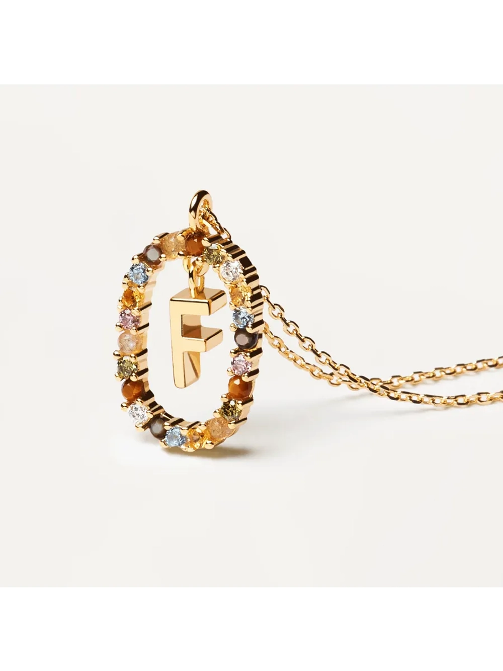 Колье Буква F серебро 925 пробы покрытое золотом