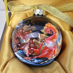 Набор из 3-х ёлочных шаров  "Сказки" с росписью Палех