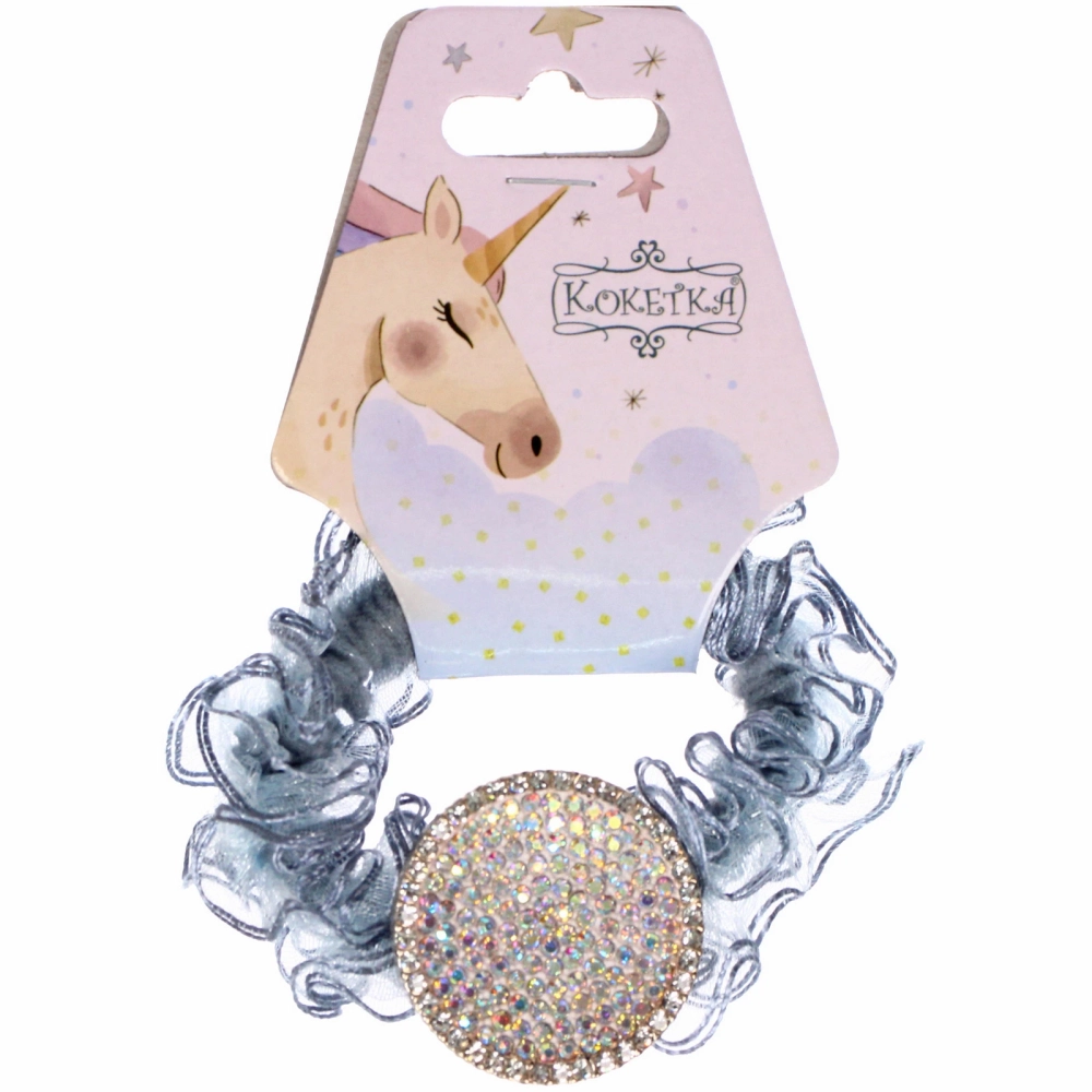 Резинка для волос 1шт «ЕЖЕВИКА», круг, микс 5 цветов, d-5см (подвес Единорог)